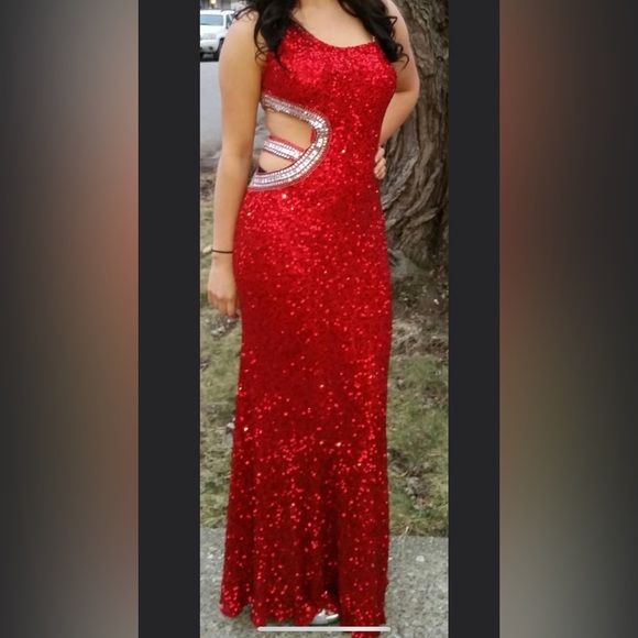 Cute red short prom dress sequin homecoming dress main image 0
